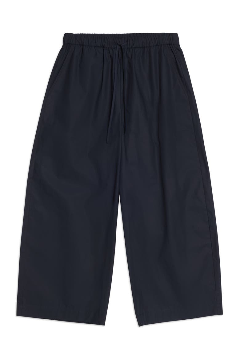 Drawstring Waist Barrel Leg Trouser, Alternate, color, Navy