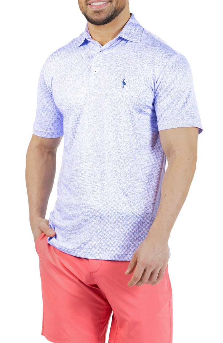 TailorByrd Abstract Maze Print Performance Polo, Alternate, color, Blue