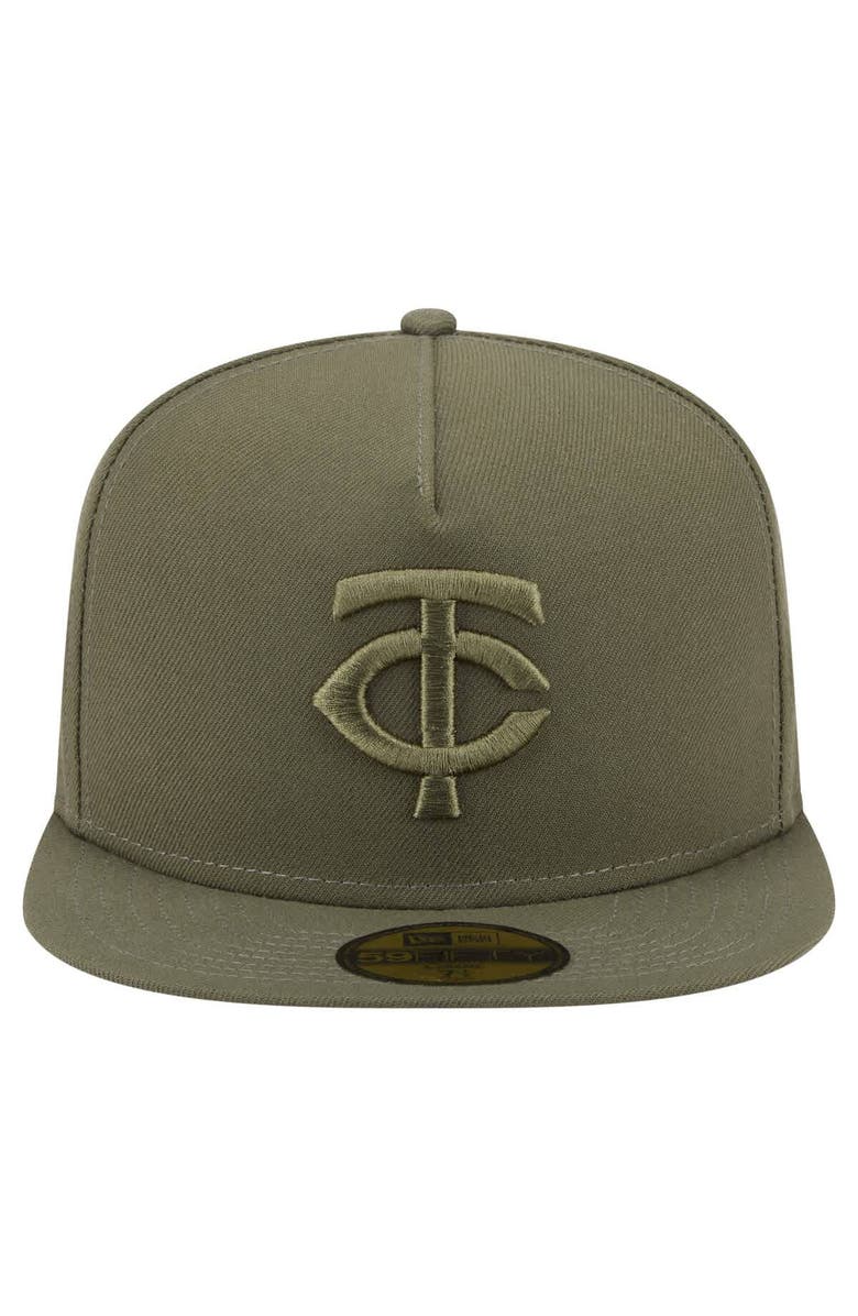 New Era Men's New Era Olive Minnesota Twins Color Pack A-Frame 59FIFTY Fitted Hat, Alternate, color, Olive