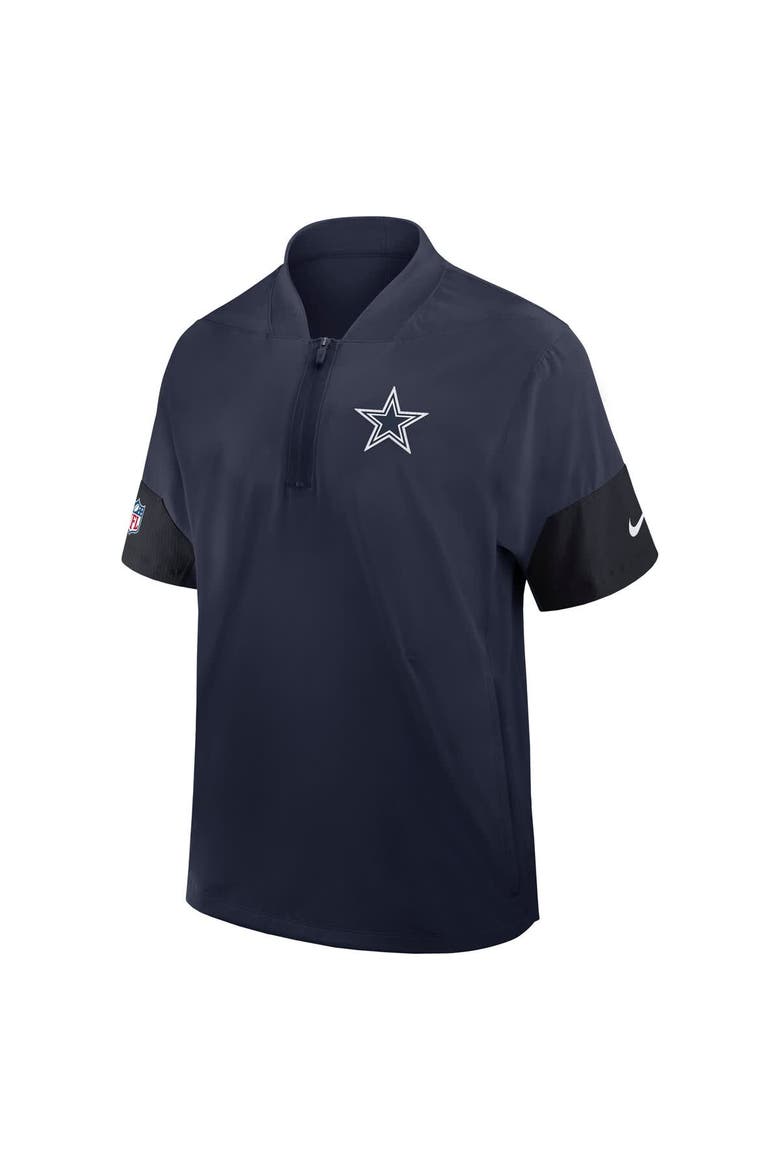 Men's Nike Navy Dallas Cowboys Sideline Short Sleeve Quarter-Zip Performance Coach Jacket, Alternate, color, Navy