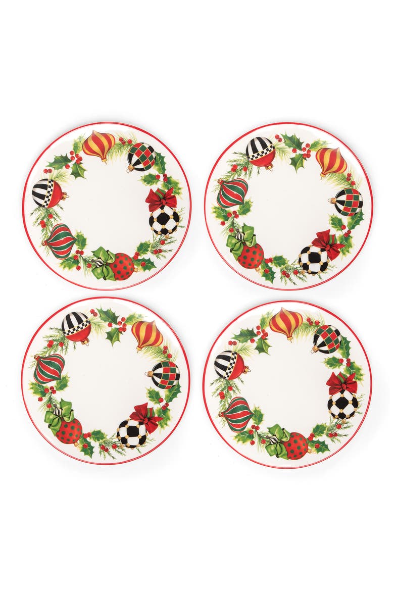 Deck the Halls Set of 4 Salad Plates, Main, color, MULTI