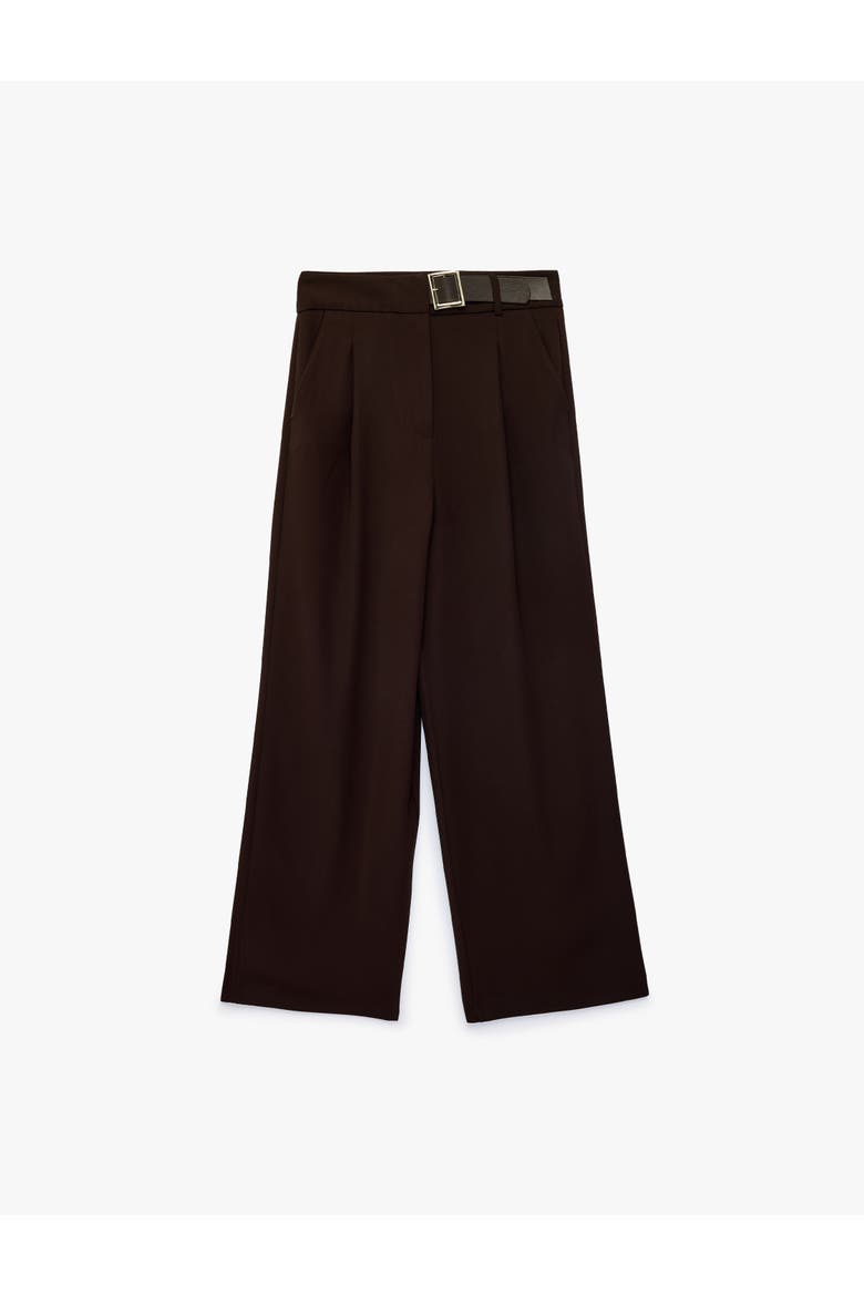 Belt Detail Wide Leg Trousers, Alternate, color, BROWN
