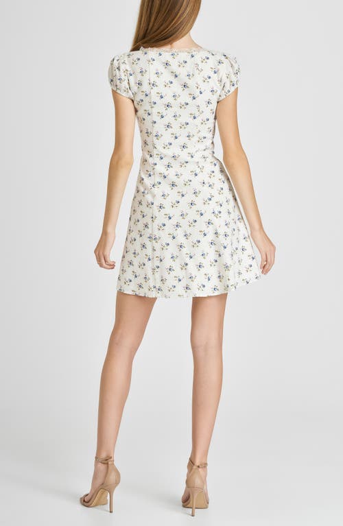 Wayf Cara Floral Linen Blend Minidress In Ivory Ditsy