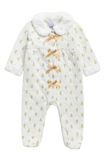 Nicole Miller Holiday Bow Quilted Footie In Green