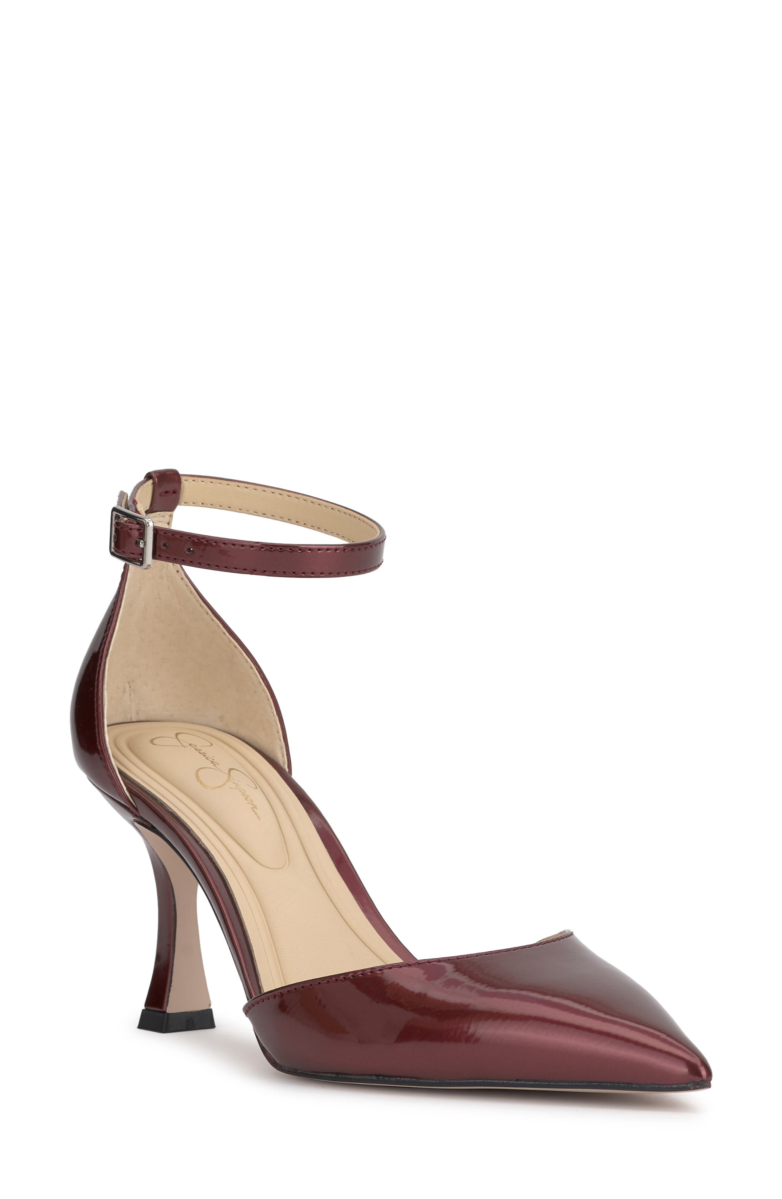 Jessica Simpson Foxena Ankle Strap Pointed Toe Pump, Main, color, Oxblood