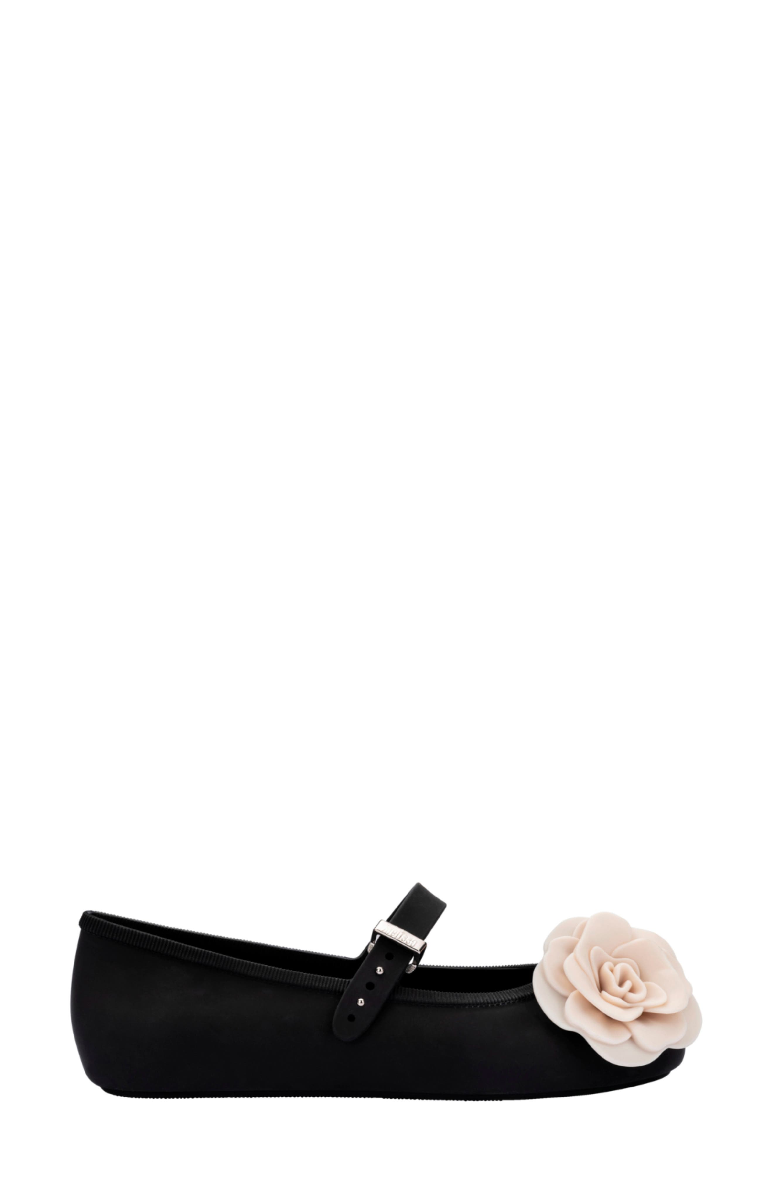 Melissa Soft Ballerina Petals Mary Jane Flat, Alternate, color, Black