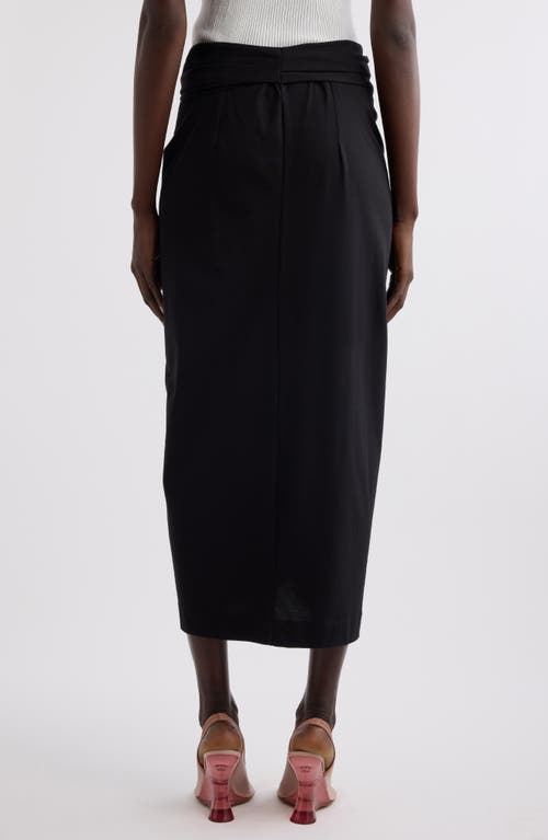 Dries Van Noten Knot Front Cotton Jersey Midi Skirt In Black