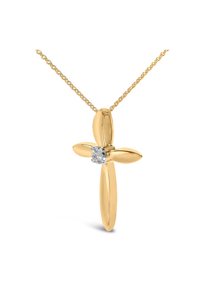 Gold Vermeil Diamond Accent Ribbon Pendant Necklace, Alternate, color, Silver