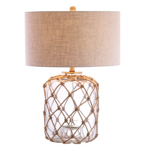 JONATHAN Y JONATHAN Y MER 26.5" GLASS AND ROPE LED TABLE LAMP, BROWN/CLEAR 