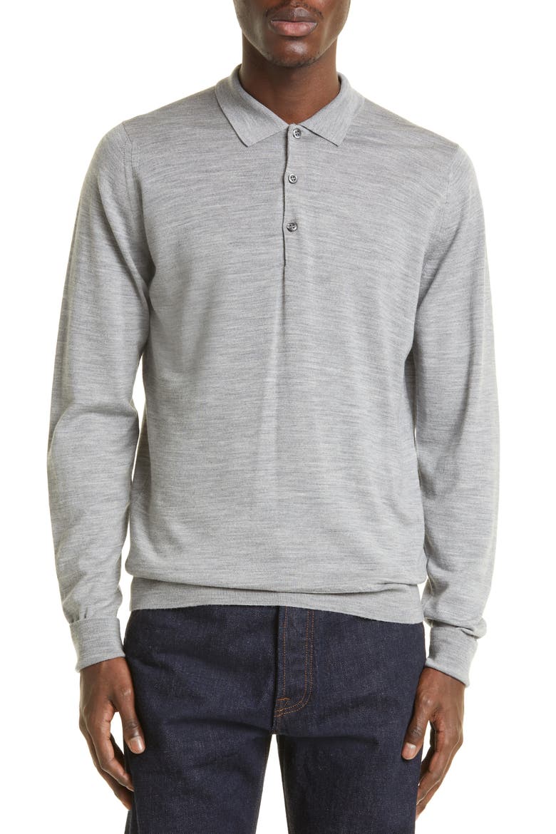 Cotswold Wool Polo Sweater, Main, color, SILVER