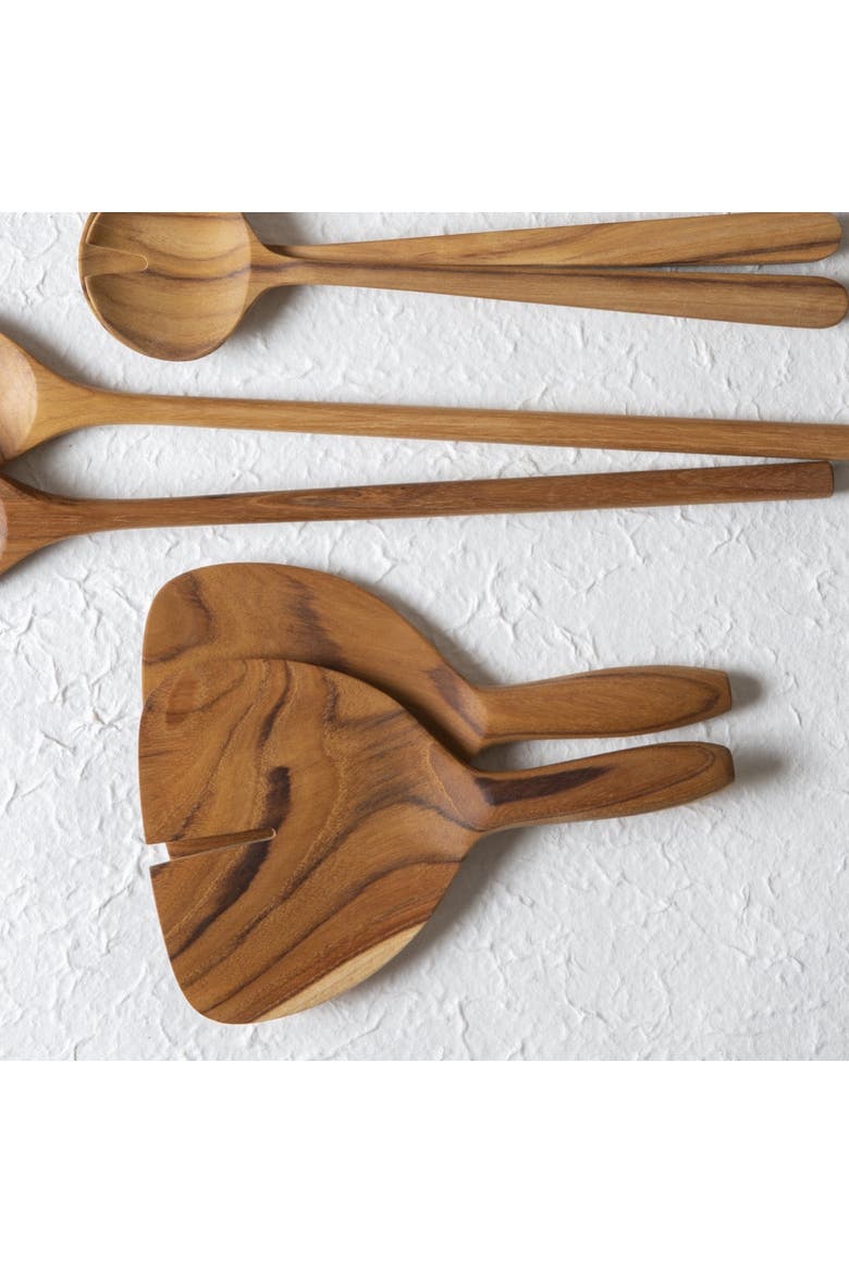 Teak Wide Serving Set, Alternate, color, Teak