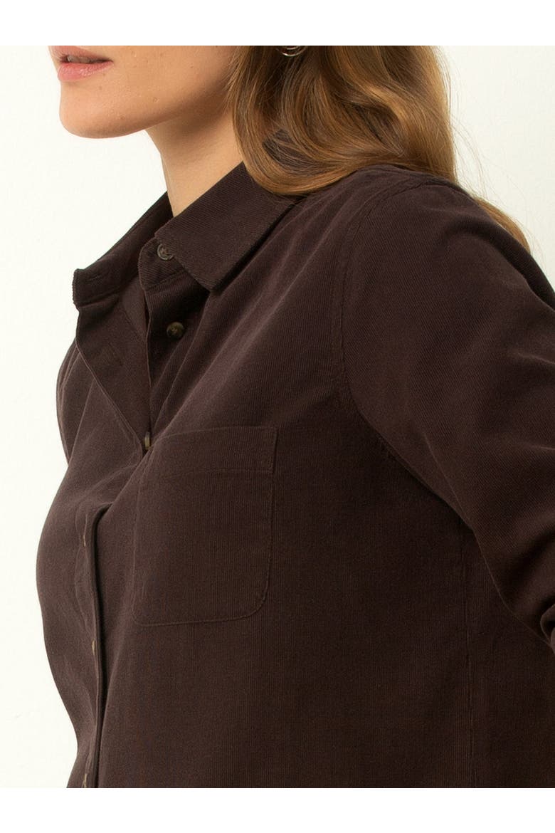 Corduroy Button-Up Shirt, Alternate, color, Chocolate