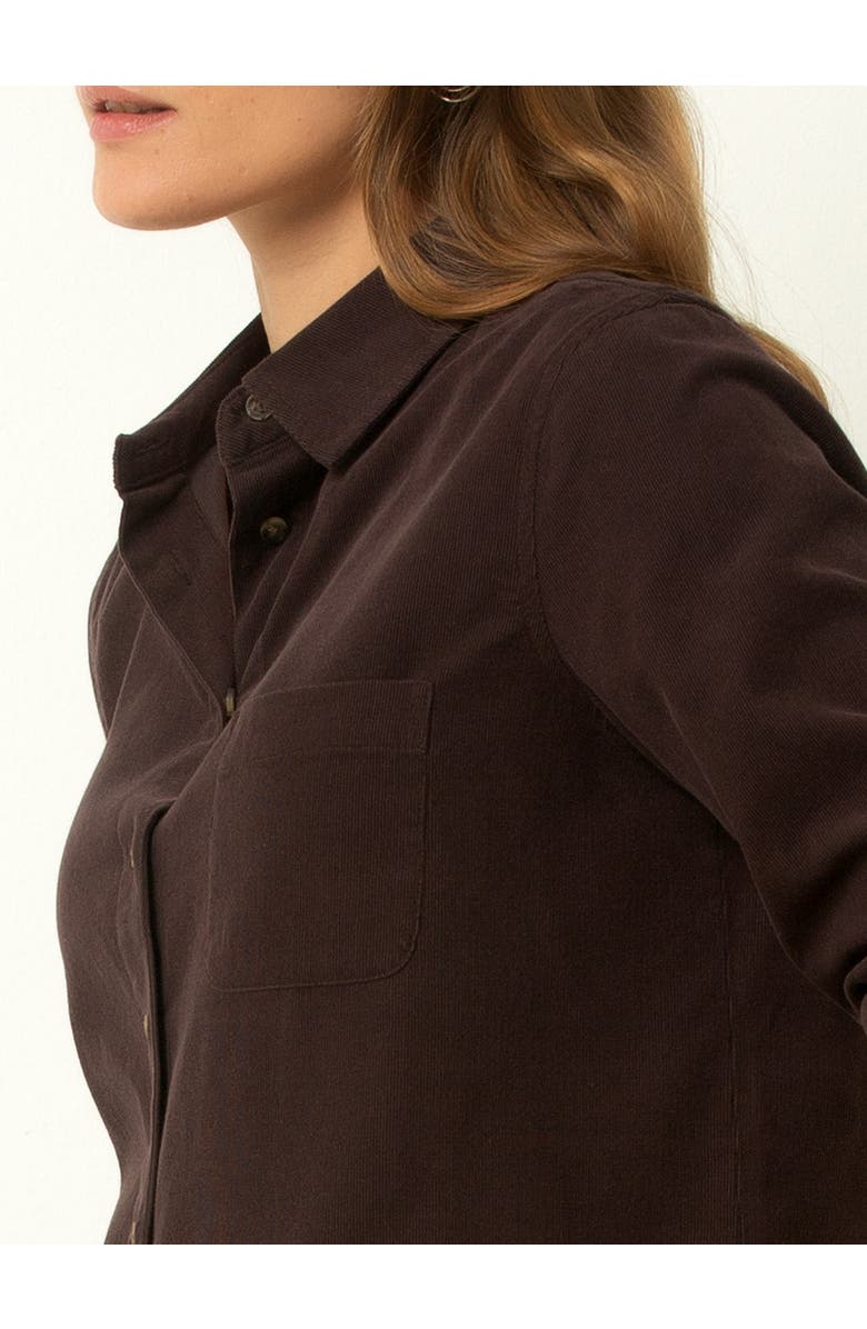 Single Stitch Corduroy Button-Up Shirt, Alternate, color, Chocolate
