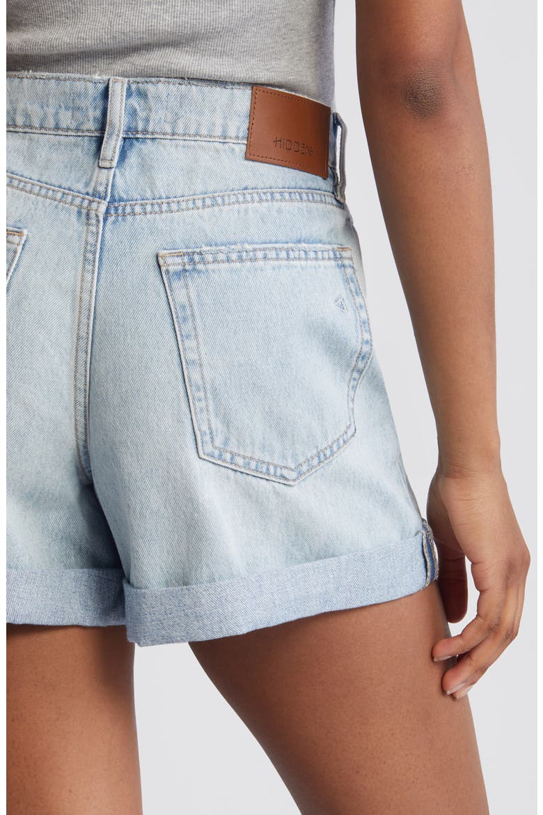 High Waist Denim Mom Shorts, Alternate, color, LIGHT WASH