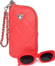 OMG Accessories Kids' Rectangular Sunglasses & Heart Zip Around Case Set