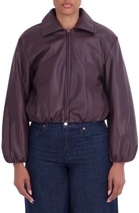 Faux Leather Bomber Jacket