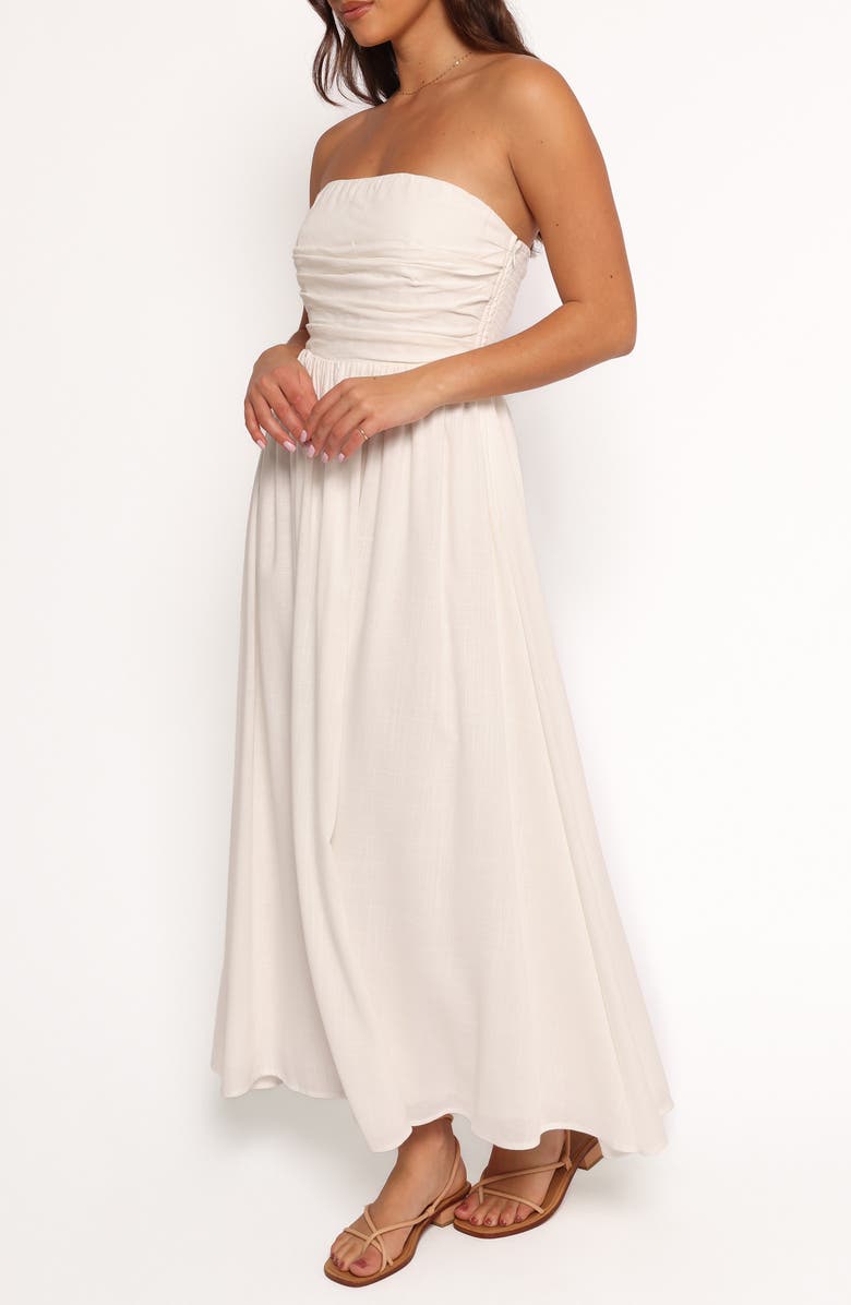 Petal & Pup Kayt Strapless Linen Blend Maxi Sundress, Alternate, color, White