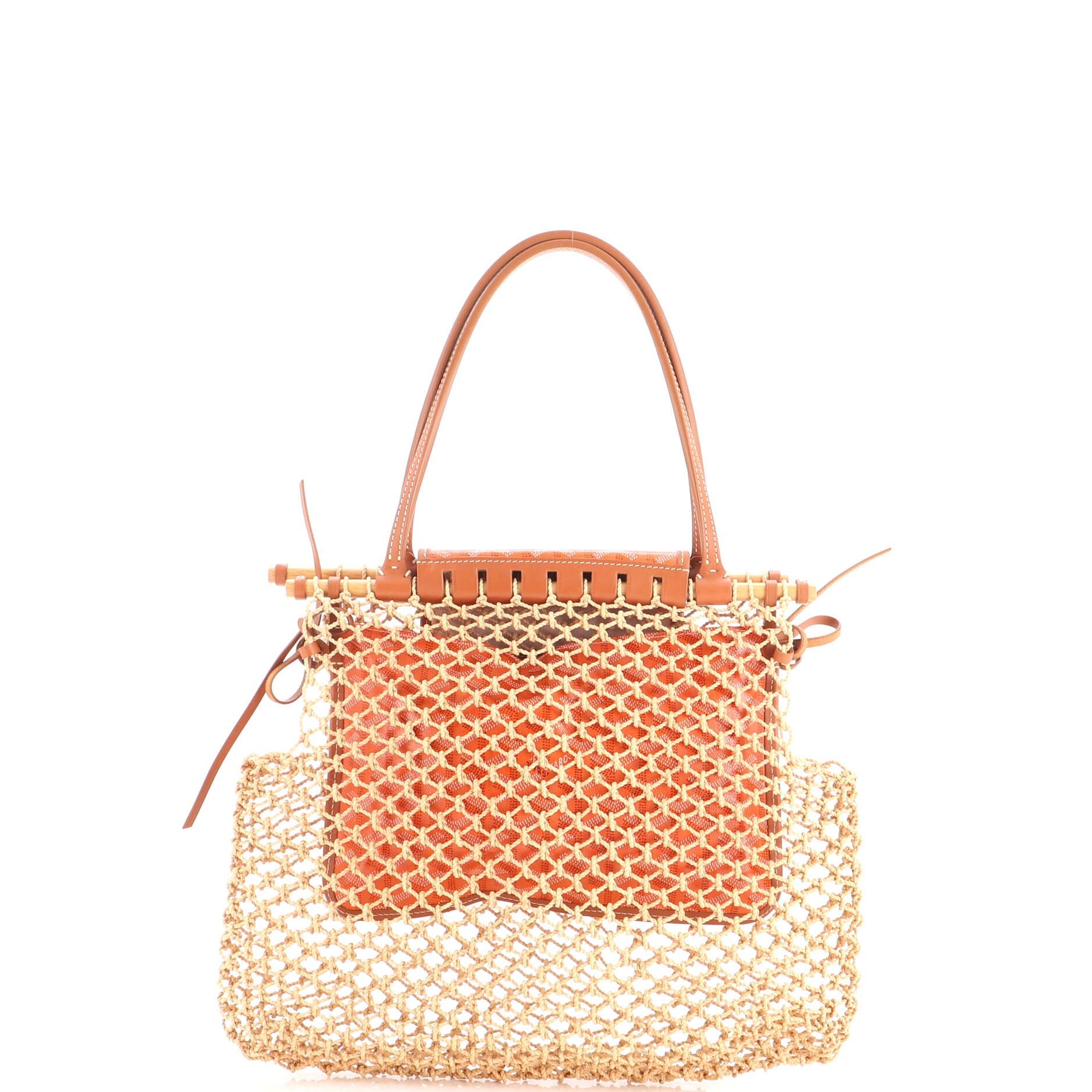 Aligre Bag Raffia Net with Coated Canvas, Alternate, color, Orange