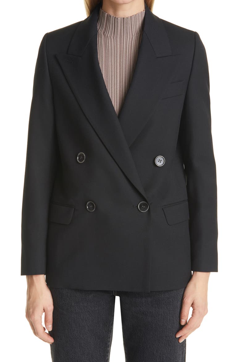 Janny Double Breasted Blazer, Main, color, BLACK