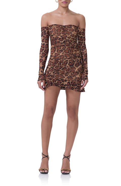Adrian Ruched Off the Shoulder Long Sleeve Minidress