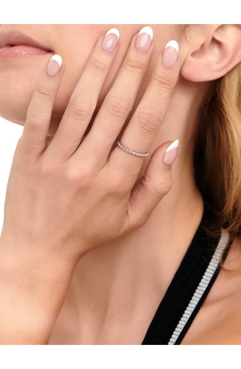 DEVATA Beaded Ball Ring in Rhodium Plated Sterling Silver, 2mm, Alternate, color, Silver