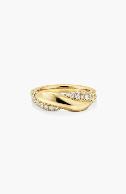 Dôme Brioche Pavé Lab Grown Sapphire Ring