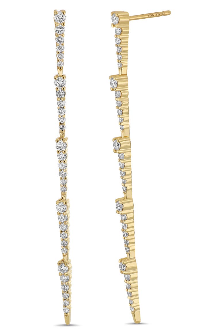 18K Gold Audrey Diamond Linear Earrings, Main, color, 18KY GOLD