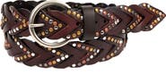 OLD TREND Barracuda Genuine Leather Woven Distressed Studded Belt