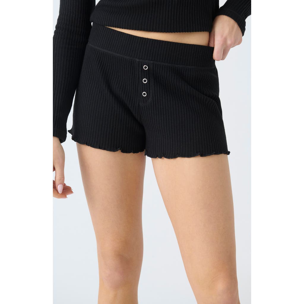 Shop Pj Salvage Reloved Rib Knit Pajama Shorts In Black