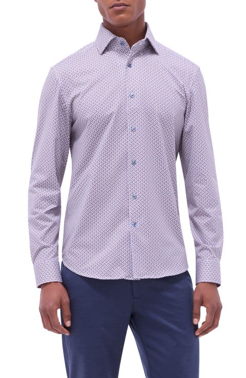 Devon OoohCotton® Herringbone Print Button-Up Shirt