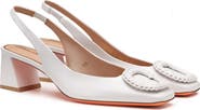 Santoni Leather Mid-Heel Slingback