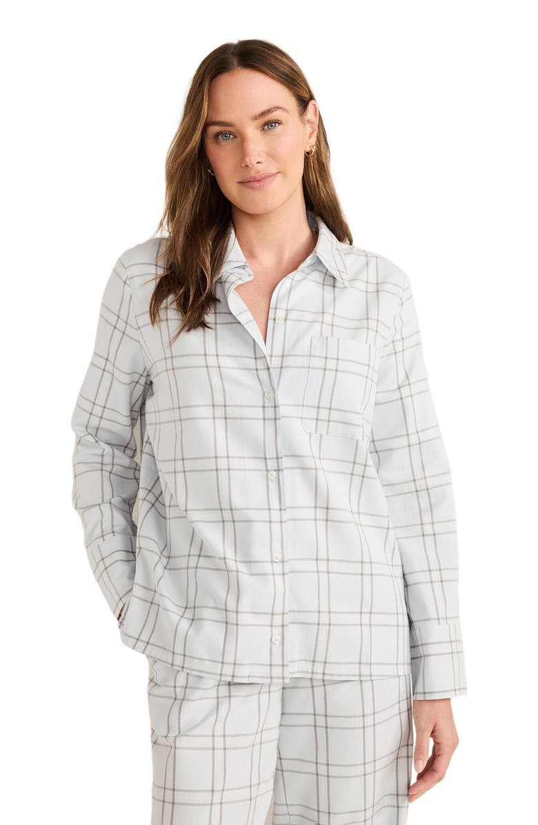 Haven Well Within Lightweight Flannel Windowpane Pajama Top, Main, color, Glacier Frost Windowpane