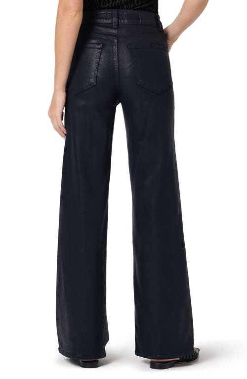 Paige Anessa Coated High Waist Wide Leg Jeans In Blue