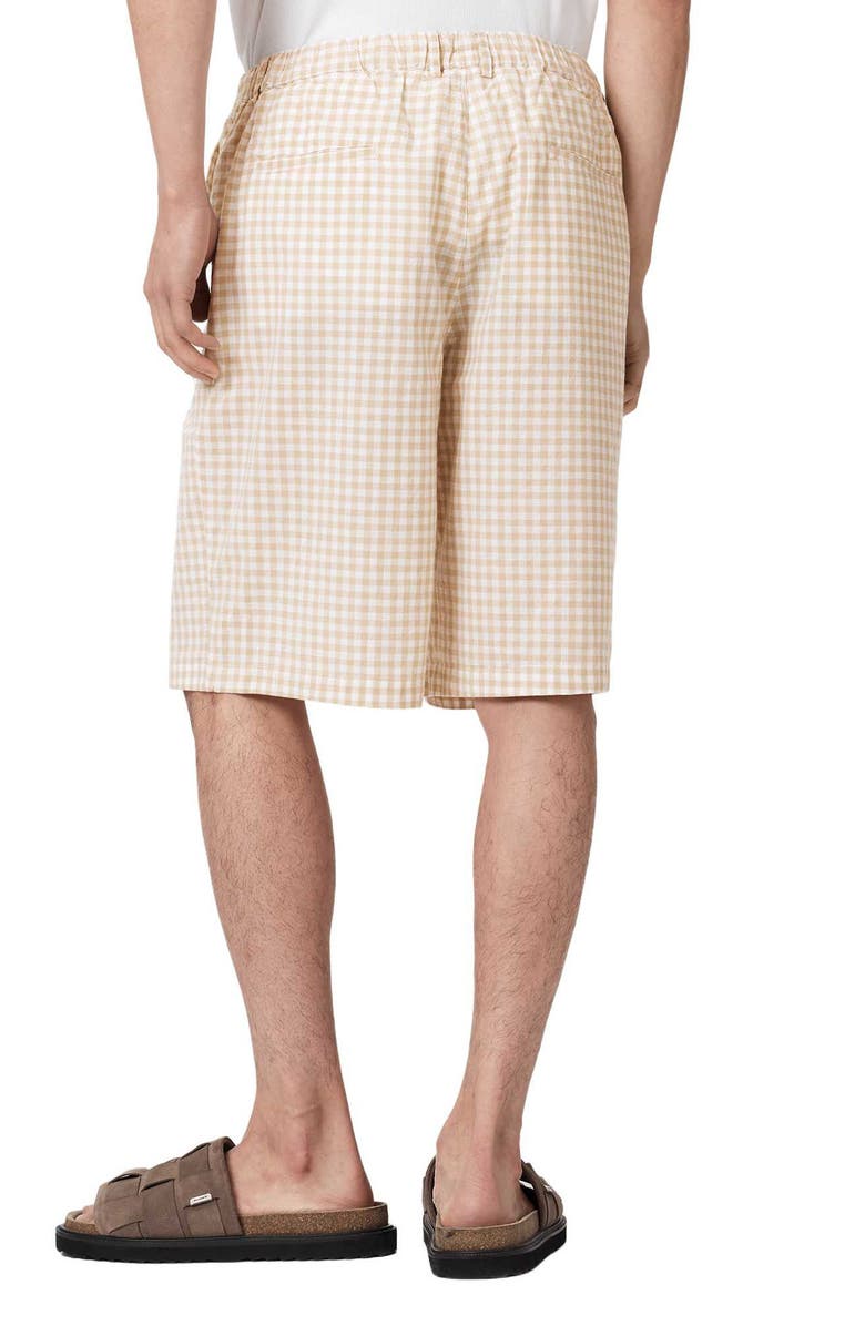 AllSaints Rockland Gingham Check Cotton Drawstring Shorts, Alternate, color, Desert Yellow