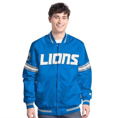 Men's Starter  Blue Detroit Lions Scout Full-Snap Varsity Jacket