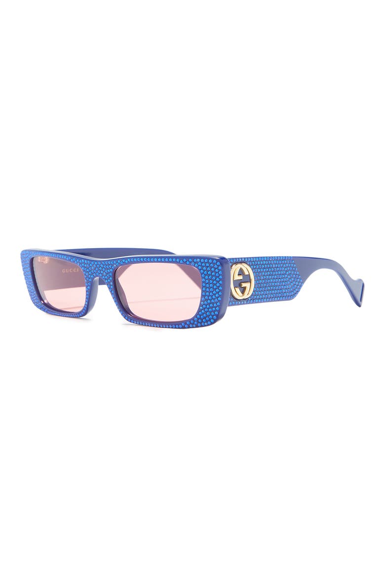 57mm Rectangle Sunglasses, Alternate, color, BLUE CRYSTAL