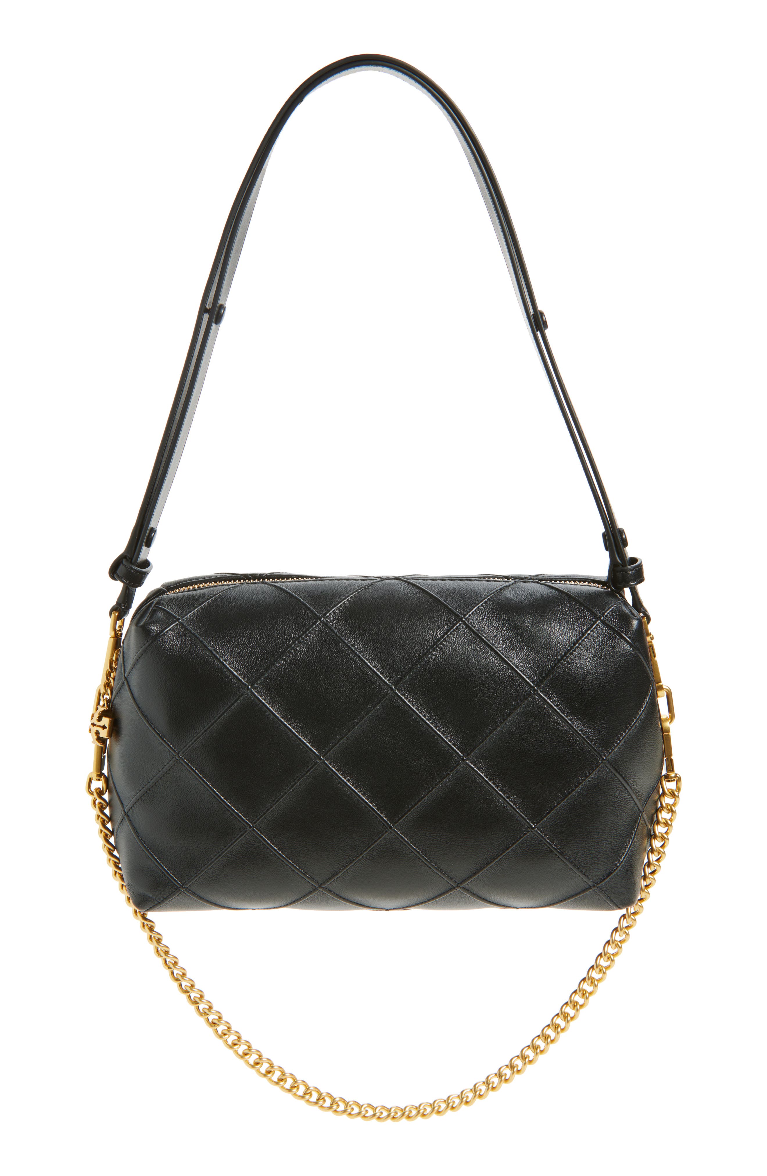 Tory Burch Large Fleming Leather Crossbody, Main, color, Black