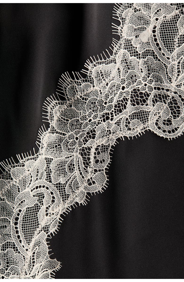 H&M Lace-trimmed Asymmetric Nightslip, Alternate, color, Black/Cream