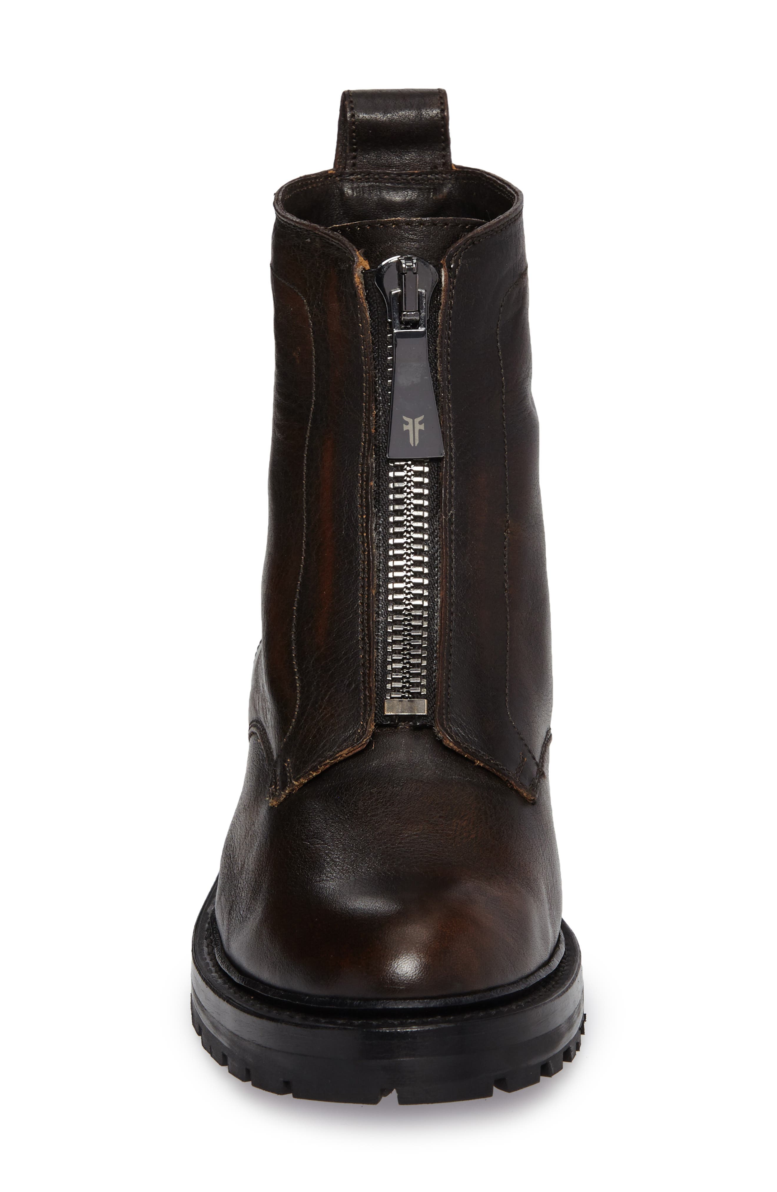Julie Front Zip Combat Boot, Alternate, color, COGNAC