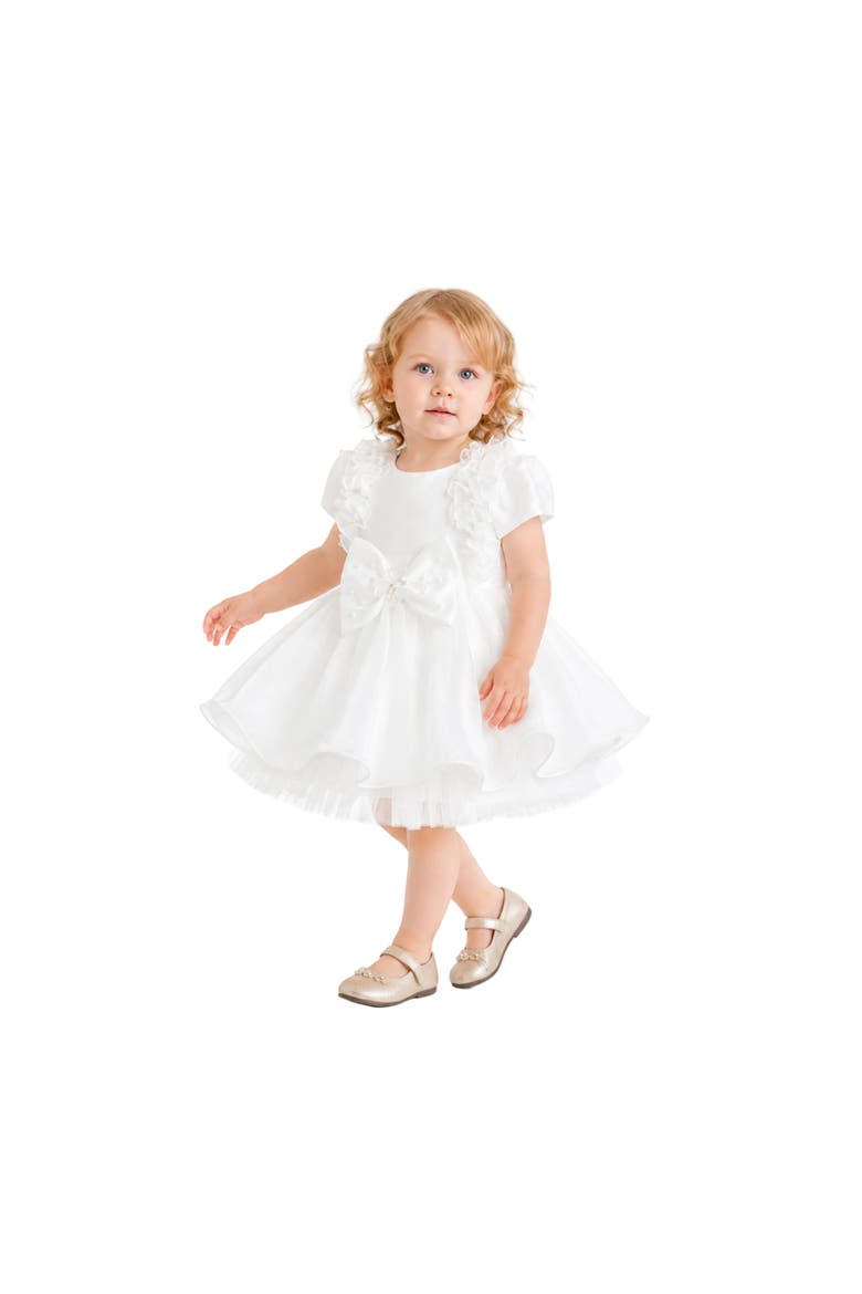 Celestara Ruffle Bow Dress, Alternate, color, White