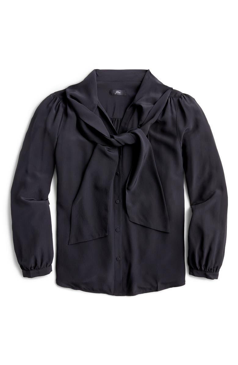 J.Crew Tie Neck Silk Blouse, Main, color, 