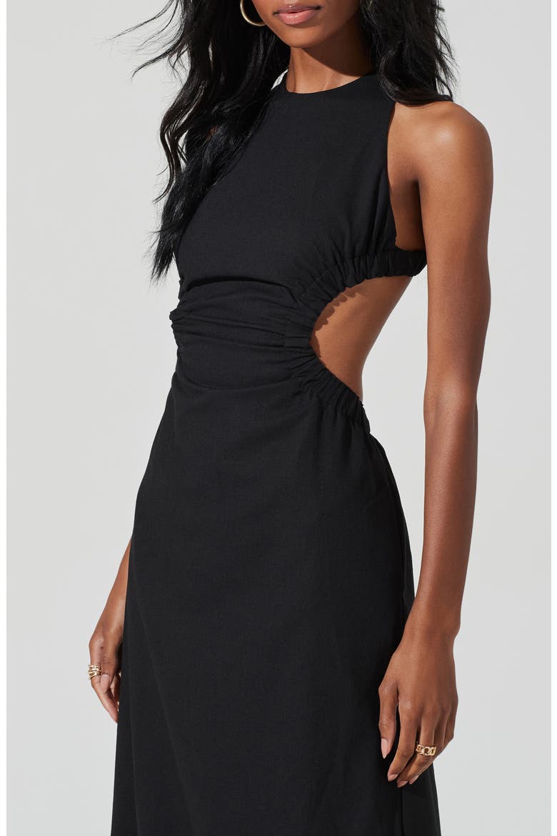 Open Back Linen & Cotton Maxi Dress, Alternate, color, BLACK