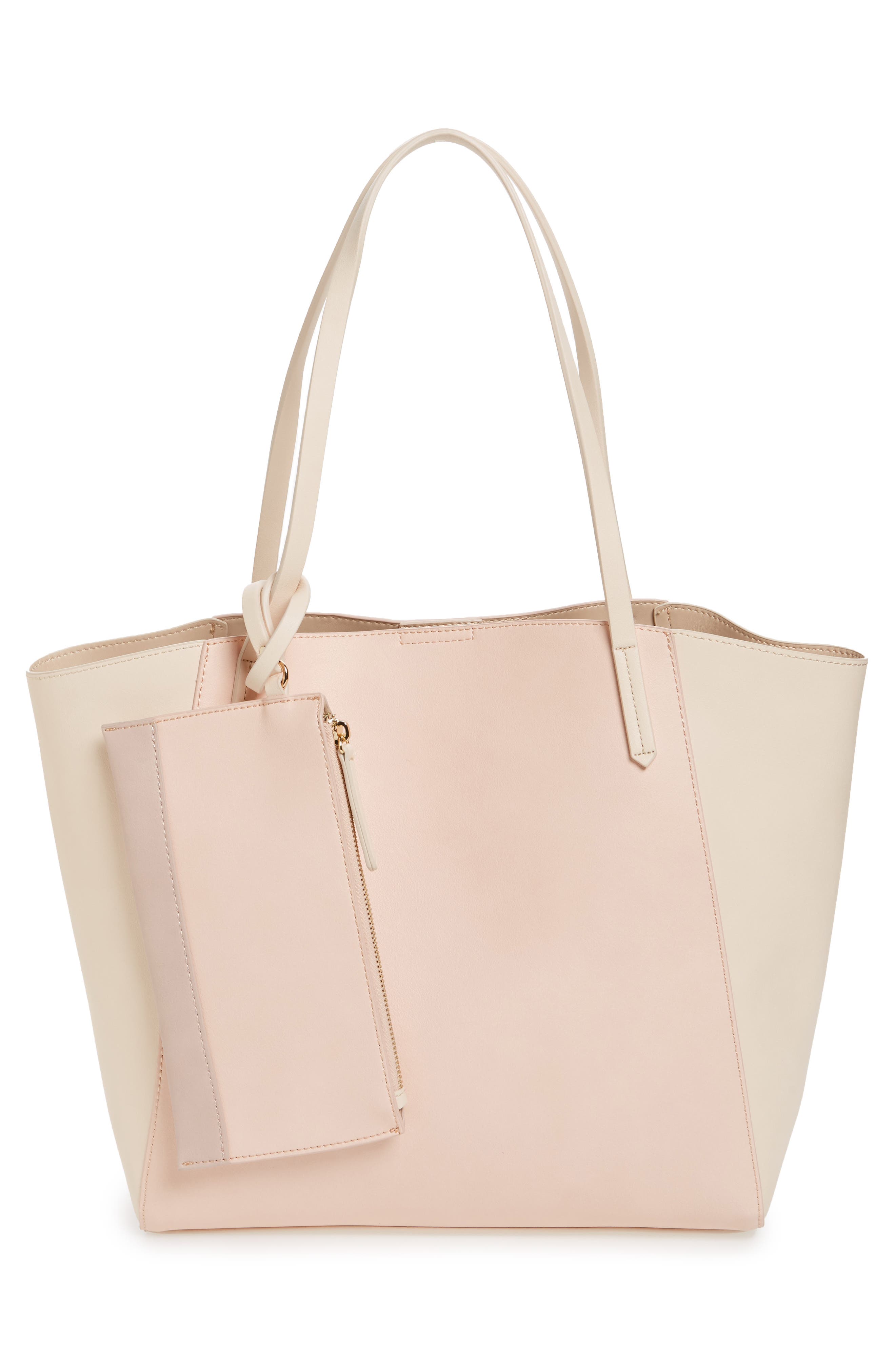 Colorblock Faux Leather Tote, Alternate, color, BLUSH