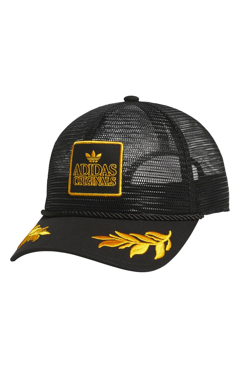 adidas Major Mesh Trucker Cap, Main, color, Black/ Collegiate Gold