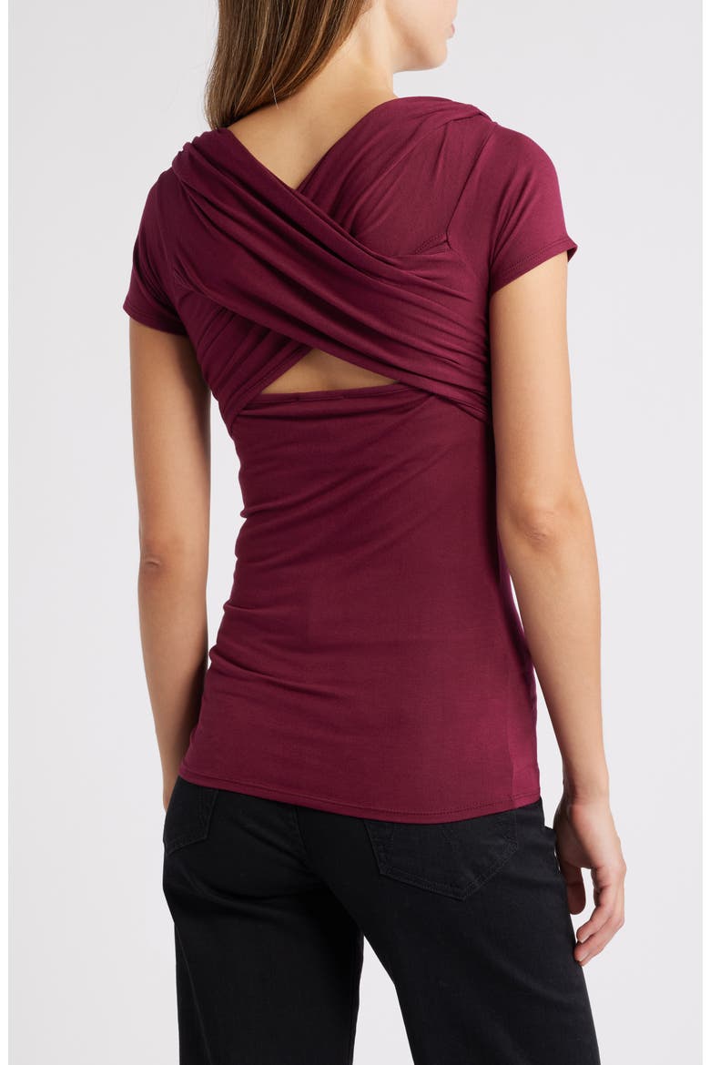 Twist Detail Stretch Detail Top, Alternate, color, BURGUNDY