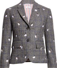 Thom Browne Prince of Wales Hunting Goose Fit 3 High Armhole Wool Tweed Sport Coat