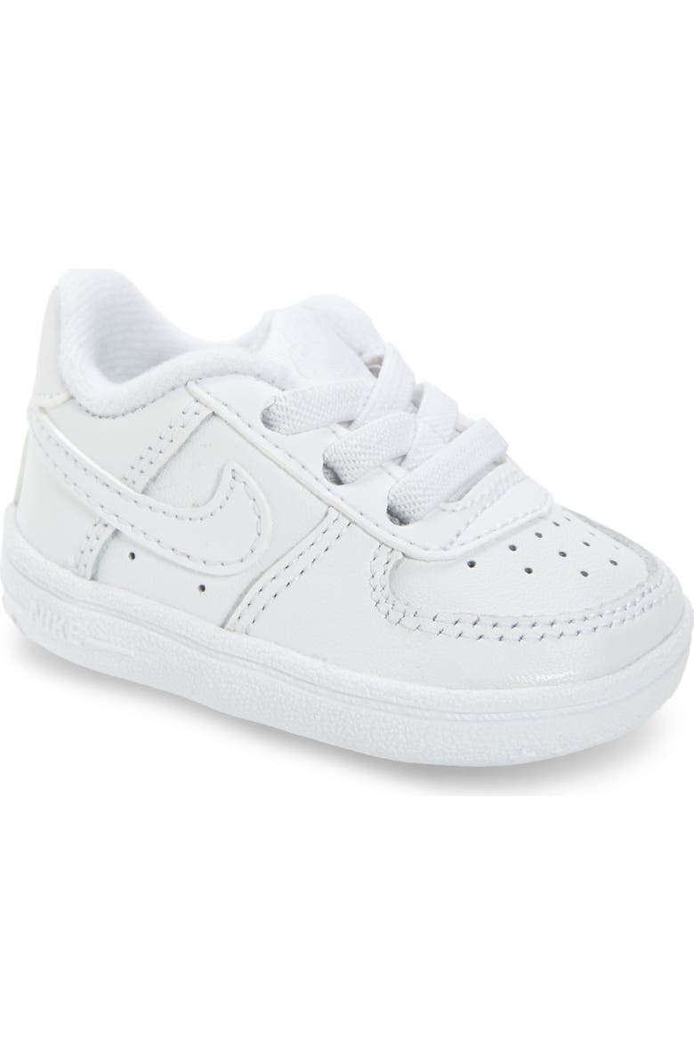 Nike Force 1 Crib Shoe, Main, color, 100 White/White