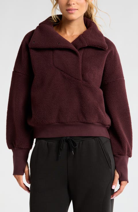 Faux Shearling Funnel Neck Pullover