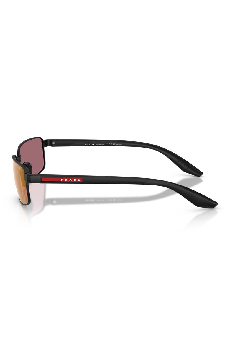 54mm Polarized Rectangular Sunglasses, Alternate, color, MATTE BLACK / PINK POLAR