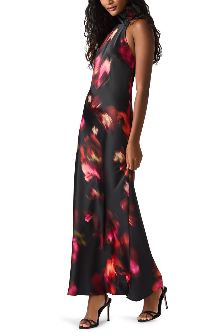 Lara Satin Bias Cut Maxi Dress, Alternate, color, BLURRY FLORAL
